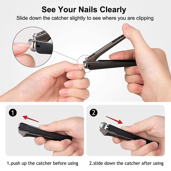 Nagelklippare med uppsamlare, stänksäkra nagelklippare för tånaglar och fingernaglar