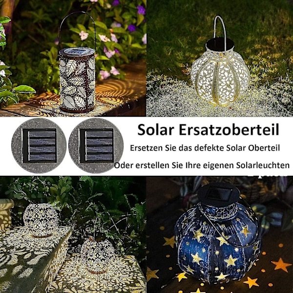 Erstatningssæt med 2 solcellelamper med LED-pærer, solpanel, dæksel, erstatningspære til hængende lanterner, DIY LED-solcellebelysning - Yuyu