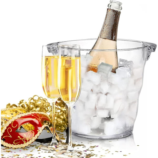 Klar Drikkestub med Håndtag, Tyk Vin Kølebeholder til Bar, Hjem, Fester, 4 Liter, til 2 Vin- eller Champagneflasker