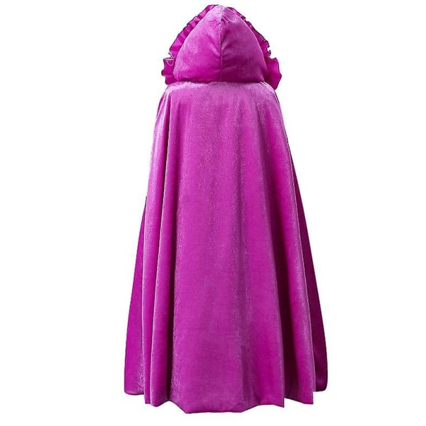 Princess Soft Velvet Hooded Long Cape Cloak Kostym M purple