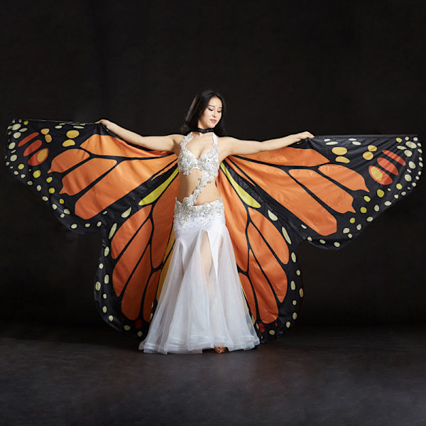 Mavedans Vinger Farverige Sommerfuglevinger Performance Kostumer Orange