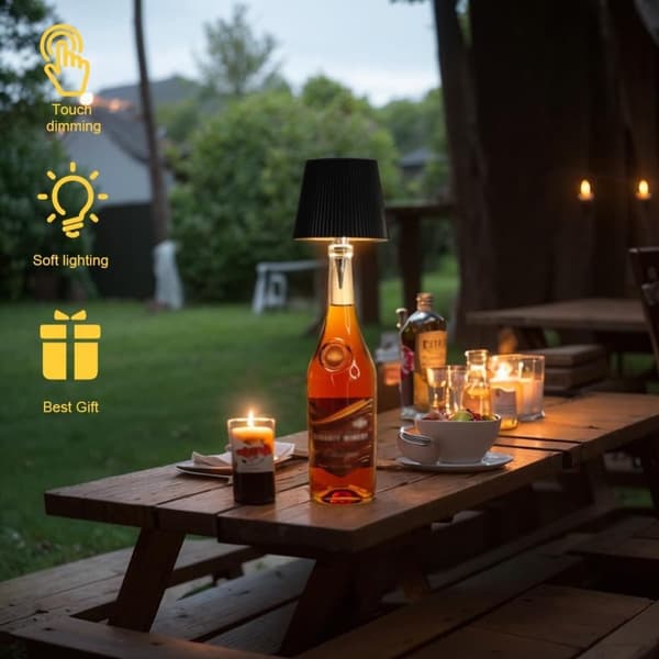 Ladattava pullonvarjostin LED-valolla ja 3 väritilalla Musta Kolme värilämpötilaa