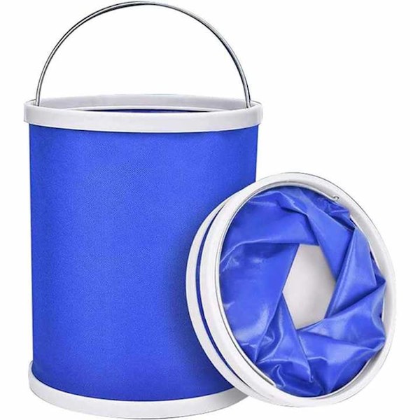 Collapsible Bucket with Storage Case,11L Durable Pop Up Water Bucket for Car Washing, Camping Fishing,Foldable Bucket (Blue)