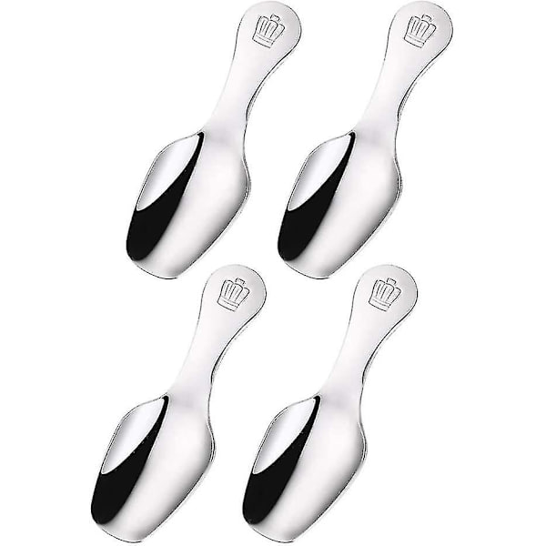 Rustfrit stål mini teske kort håndtag lille salt ske krydderier kaffeske 4pc)