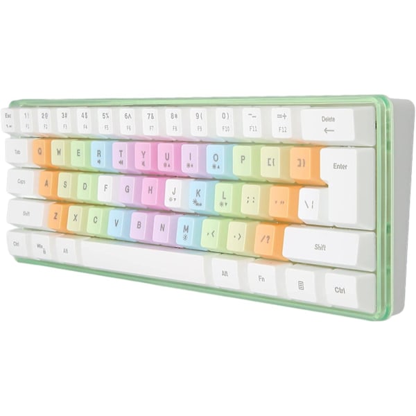 Gaming-tastatur, 60 prosent tastatur Farge søtt tastatur med RGB, kablet mekanisk tastatur for spillkontor, hvit