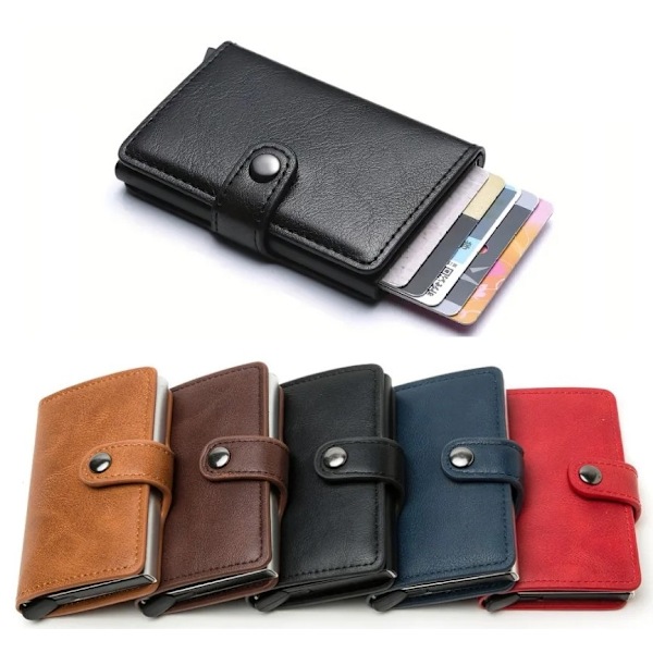Bästsäljande produkt!!! RFID-korthållare - Rymmer 5 kort - Välj färg! Red Röd