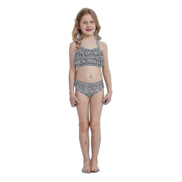 3st Mermaid Tails Barn Baddräkt Kostymer Med Monofins Bikini Simning L(125-135cm height) Style B