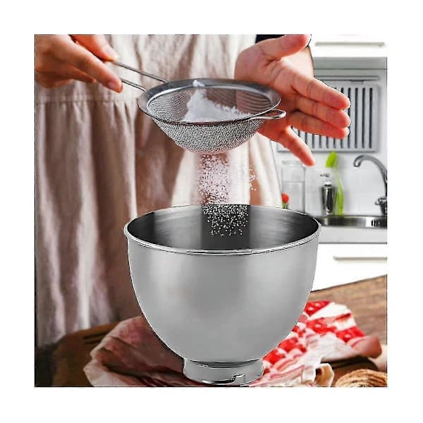 5 Quart 304 rustfritt stål miksebolle for KitchenAid Classic & Artisan 4.5 5 QT vippehodemiksere, sølv