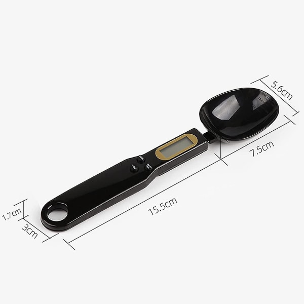 Elektronisk mätsked, digital vågsked, kök elektronisk vägningsked med LCD-display (svart)