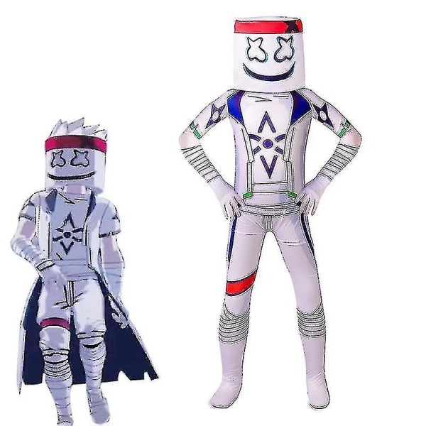 Halloween Jul Barn Tonåring Dj Marshmello Mask Jumpsuit Kostym White_y 160cm
