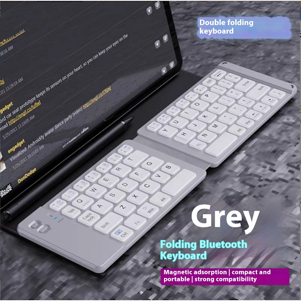 Foldbart Bluetooth-tastatur, trådløst sammenleggbart reisetastatur med numerisk tastatur, bærbart kompakt oppladbart tastatur