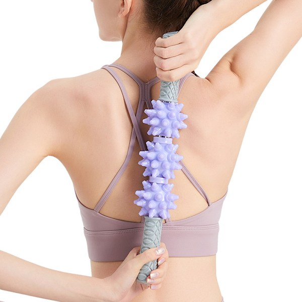 Massage Roller Stick för muskler djupvävnad, muskelrulle, fascia rulle för celluliter, självmassage (lila)