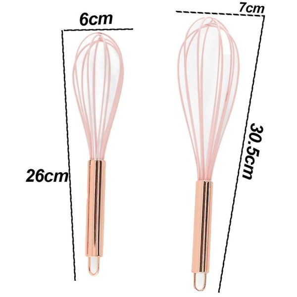 Silikonvisper for matlaging, rustfritt stål vispsett av