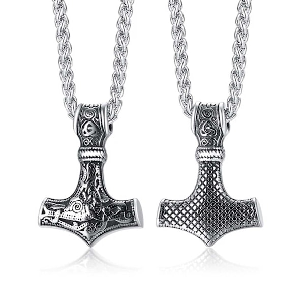 Viking halskæde Thors Hammer Mjolnir Kæde Sølv