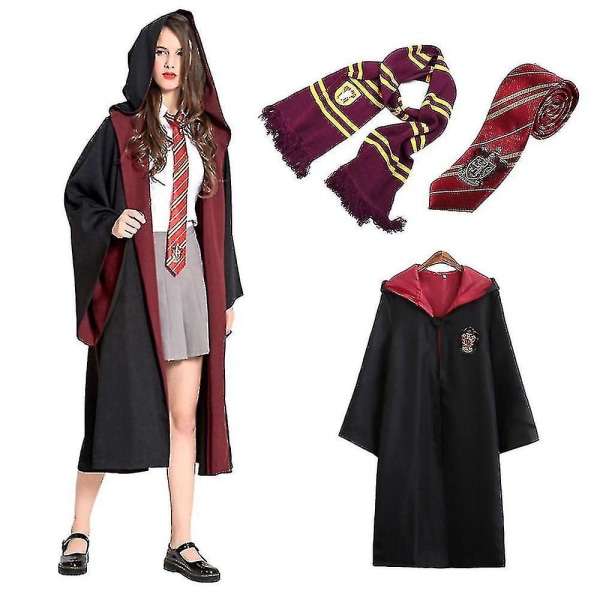 Harry Potter Vuxen Herr Dam Wizard Fancy Dress Kappadräkt 3st a red L