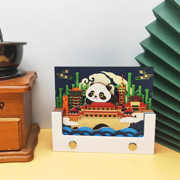 3D Kreativa Kalendrar, Färgglad Skrivbar Anteckningsblock 2024 Kalender, 77 Ark Pappersutskärning Panda Skulptur Kalender, Skrivbordskalender