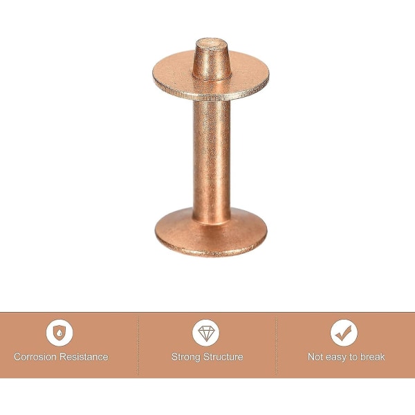 10 set koppar nitar och grader, 12x4x21mm massivt läder koppar nitfäste för läder DIY hantverksmaterial, koppar ton