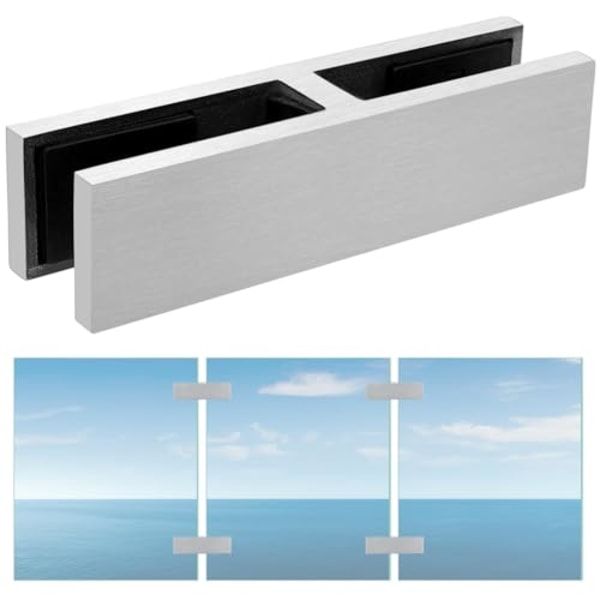 Glas-til-glas klemme, rustfrit stål 304 beslag til glas balustrade gelænder poolhegn (4 stk. 180°) 95*45mm