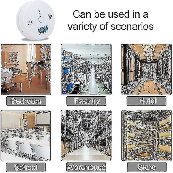 Hiilimonoksidi-ilmaisin 3 kpl, Co-hälytysilmaisinanturi paristokäyttöinen LCD-digitaalinäytöllä F