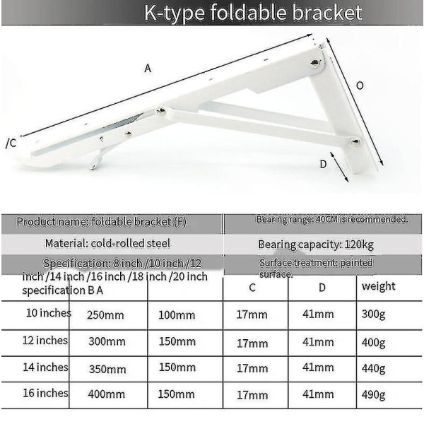 Håndverkshyllebraketter Sammenleggbare/Heavy Duty/Stål/Rustikk/Industriell/Bondegård/Jern/Metall/Vegg Hengende Hyllebraketter