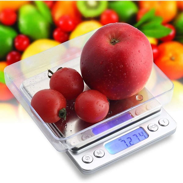 Stor räckvidd liten köksvåg 3kg/0.1g, USB laddningsbar mini mat elektronisk våg, hög precision matlagningsvåg, fickvåg