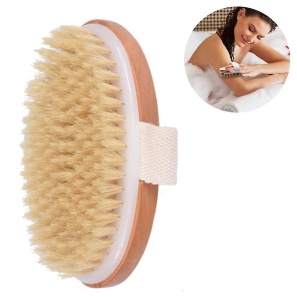 Dry Brushing Body Brush, Natural Bristle Dry Skin Exfoliating Brush