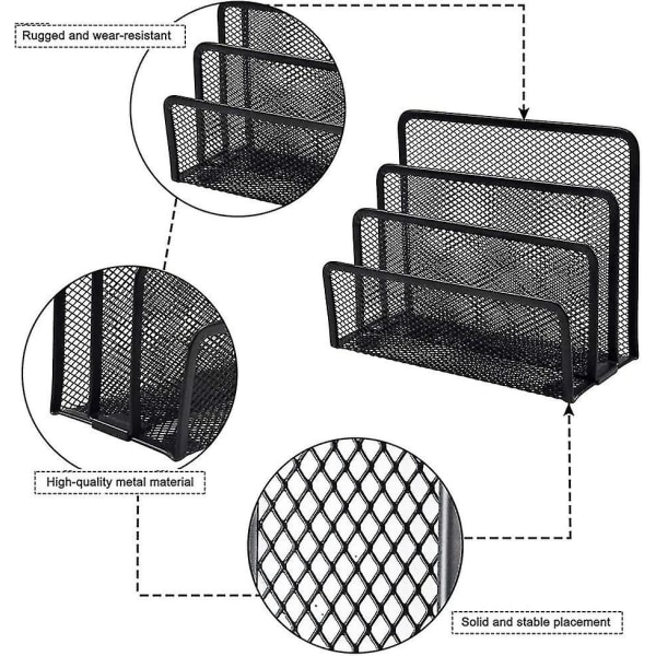 Brevsorterare, Svart Brevkorg i Nät, Kontorsbrevshållare med 3 Fack (Svart)