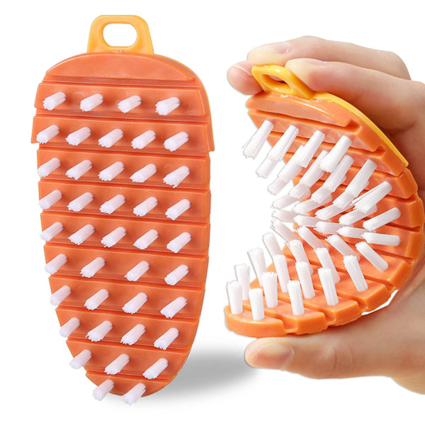 Grönsaksborste, Flera Segment Är Böjbara Frukt Grönsak Rengöringsborste För Alla Sorter Frukter Grönsaker(Orange)