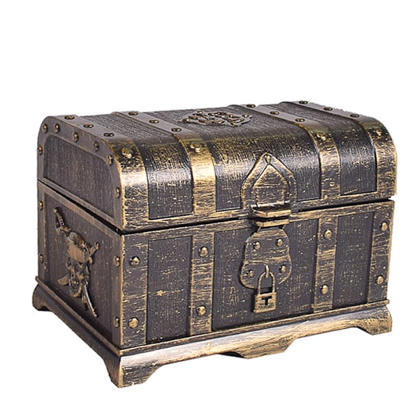 2pcs，Pirate Treasure Chest Treasure Chest Keepsake Jewelry Box Plastic Toy Treasure Boxes Party Decor Large Size Bronze