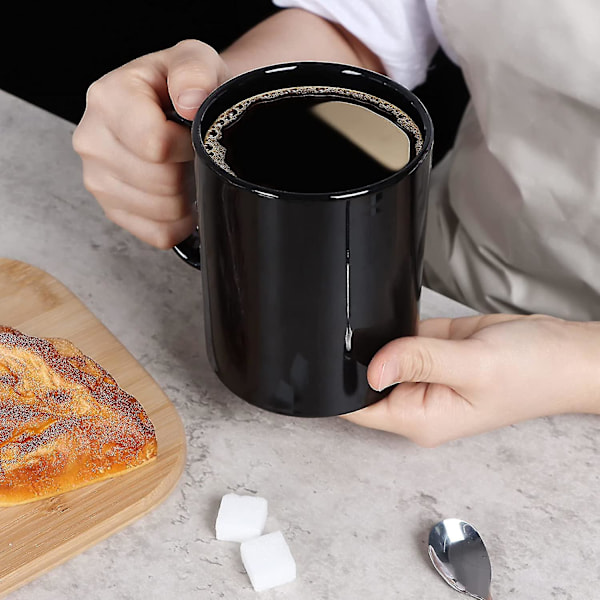 12 Oz Extra Stor Keramik Kaffeemugg, Klassisk Porslin Super Stor Tekopp Med Handtag För Kontor Och Hem, Svart