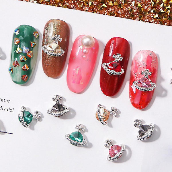 50 stk. Negle Rhinestones Charms, 3d Planet Design Neglekunst Legering Gem Rhinestones, Neglestifter Gem Krystaller