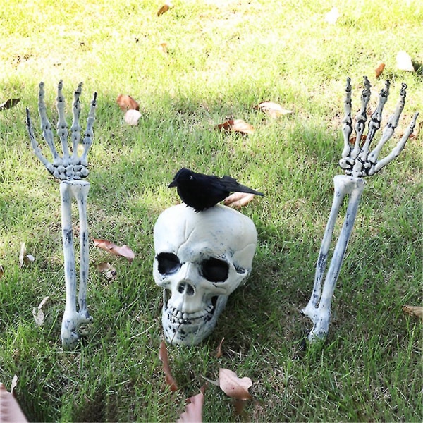 Halloween simulering skelett i marken skalle Hand skräck skalle prydnader hand bone skull crow