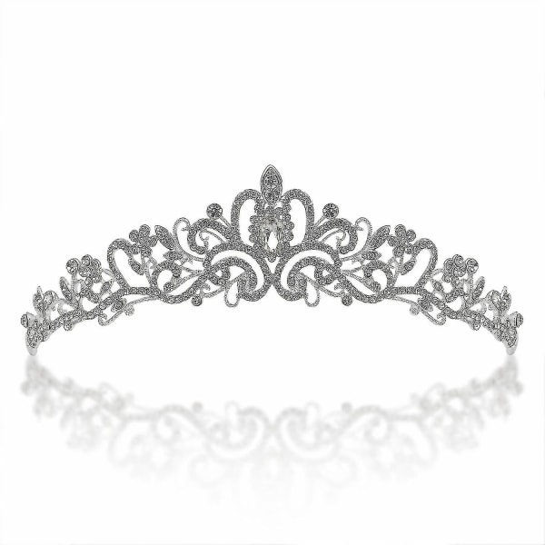 Brudekrone og tiara med krystaller til brudens hårtilbehør Sølv Hart Tiara