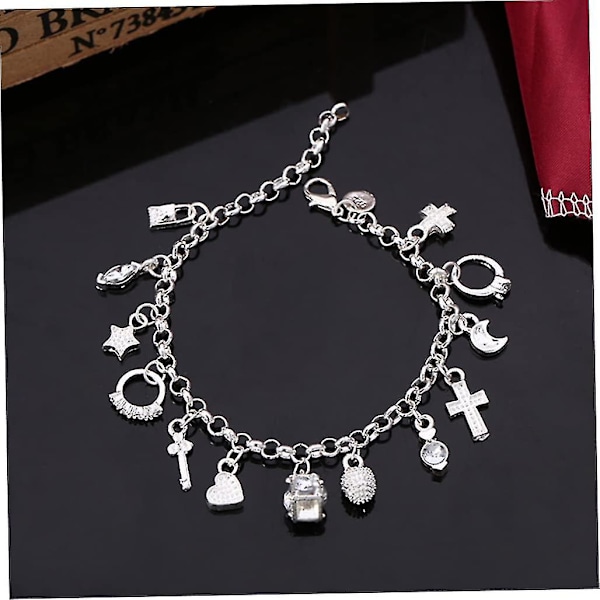 Dame Charm Armbånd, Dame Personlige Charm Armbånd 925 Sterling Sølvbelagt Mode Krystal Vedhæng Armbånd Gave Til Piger