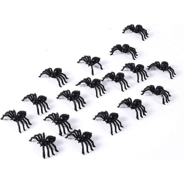 50 stycken realistiska plastspindlar, 2 cm mini falska spindelinsekter, halloween simulerade spindlar falska spindelleksak