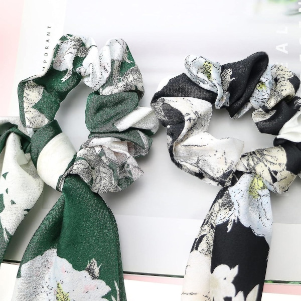 5 stk. Satin Bowknot Hår Scrunchies Blomster Hårbånd Elastiske Hårbånd Hår Tørklæde Scrunchies Hestehale Holder Hår Tilbehør Til Kvinder Piger