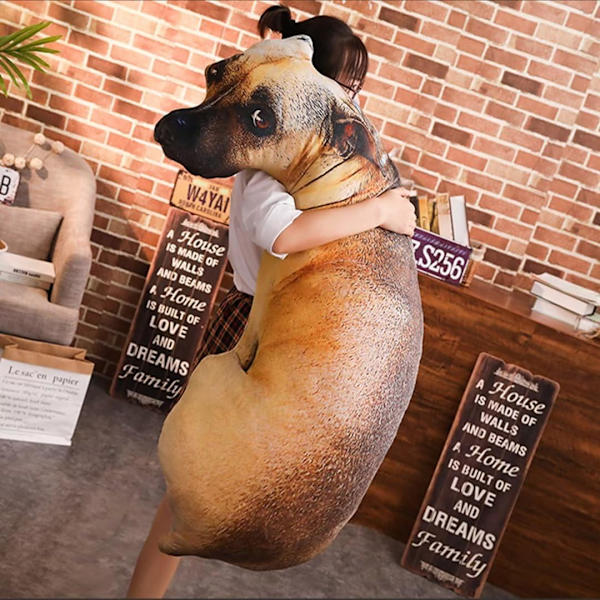 Hundepute 3D Simulering Hund Formet Pute, Morsom Inu Plysj Pute Hund Utstoppet Dyr Pute Stol Pude for Dekor