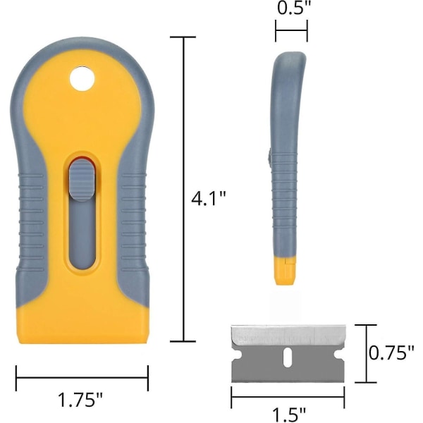 2-pakks, Razor Skrape Sett med 10 Blader, Razor Skrape, Vindus Skrape, Skrape Verktøy, Glass Skrape, Inntrekkbare Razor Blader