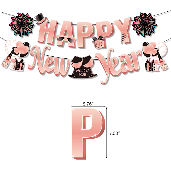 2 set Happy New Year-banderoll | Happy New Year-dekorationer 2025 | Nyårs skylt för nyårsfesttillbehör 2025