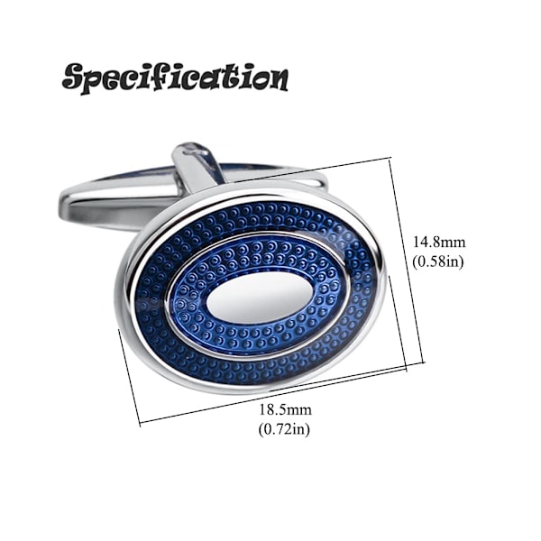 Ovala marinblå manschettknappar för män silverpläterade, personliga manschettknappar för män brudgum bröllopspresenter smoking affärsaccessoarer