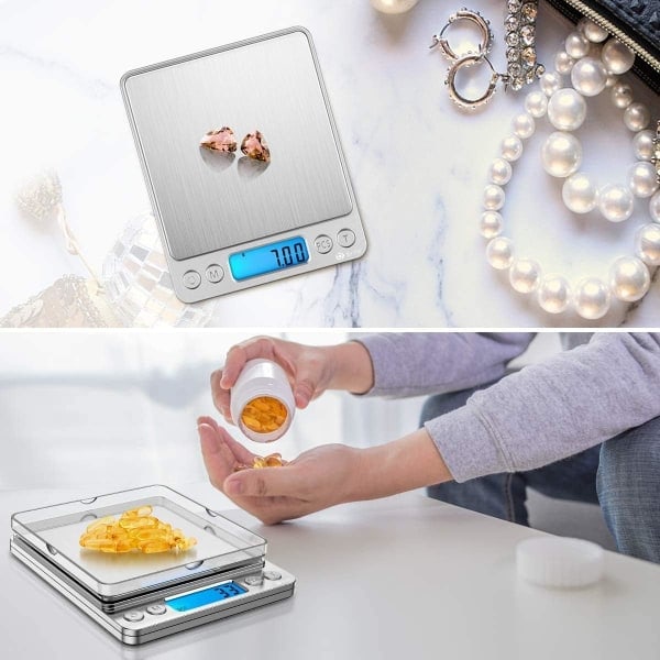 Stor räckvidd liten köksvåg 3kg/0.1g, USB laddningsbar mini mat elektronisk våg, hög precision matlagningsvåg, fickvåg