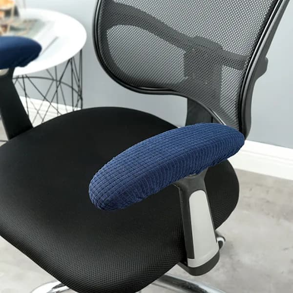 Kontorstol Armlensdeksler Tøyelig Polyester Vaskbare Trekk til Skrivebordsstoler Mørkeblå Én Størrelse Dark blue one size