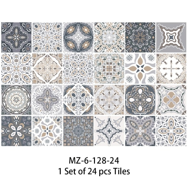24 kpl (15cm x 15cm, 6x6 tuumaa) vintage-tyyliset Victorian-laatta-tarrat,