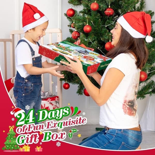 Adventskalender 2025 med 24 lekebiler – Julegave til gutter og jenter 2-7 år