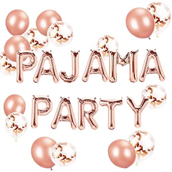 Sæt med 11 rosegold PARTY-balloner Banner Pyjamasfest Dekoration Fest Spa-fest Balloner Pyjamasfest Tema Ballon