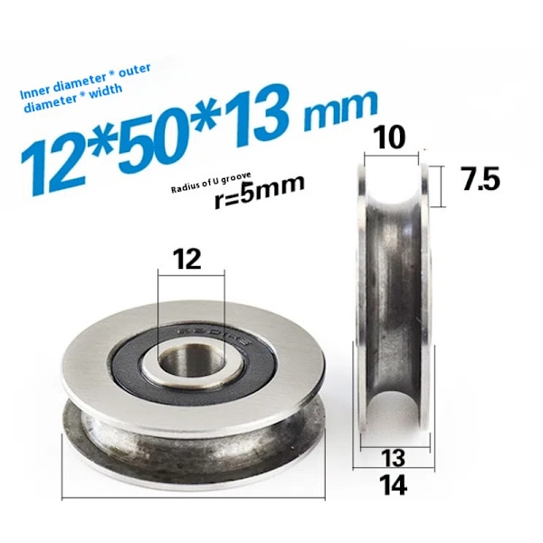 Dyb U-rille kuglelejer Remskive Metal Remskivehjul Lejer Hjul Wire Reb Remskive til Løft Guide-2stk