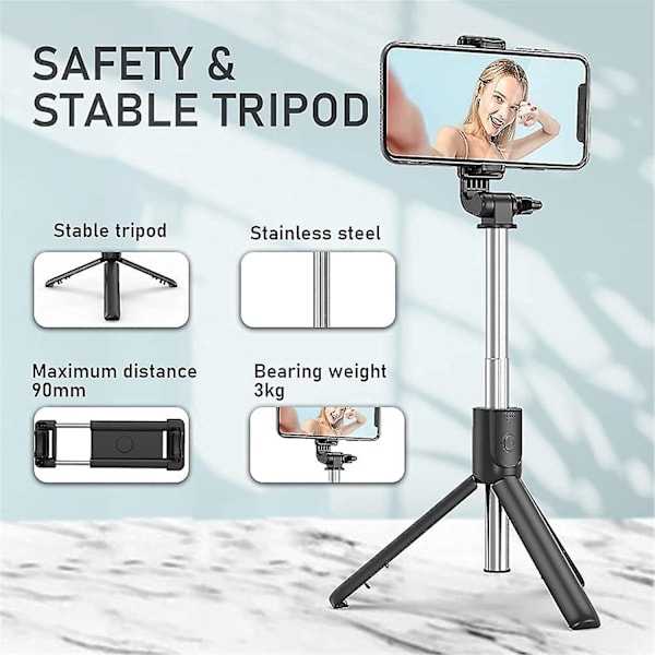 2022 Ny R1 Multifunktion Med Fyldlys Desktop Bracket Live Broadcast Bracket Mobiltelefon Bluetooth Fjernbetjening Selfie Stick