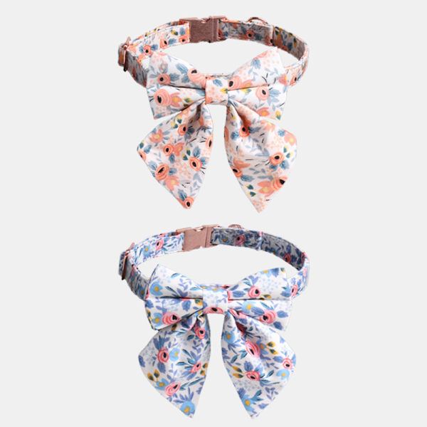 2pcs Pet Collar Dog Collar with Bow Tie and Flower Kitten Collar Breakaway Cat Bowknot Collar Small Puppy Collar Pet Bow Tie