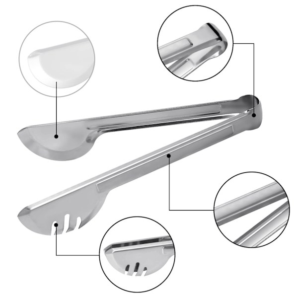 Serveringstänger Kökstänger, Rostfritt Stål Mat Tong Serveringstång, Matstänger för sallader, kött och grönsaker, 9 tum（2 Pack)