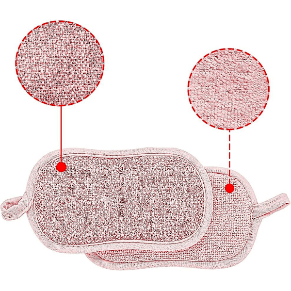 3 st köksrengöringssvampar återanvändbara diskborstar för non-stick-pannor, kastruller, skål, rosa